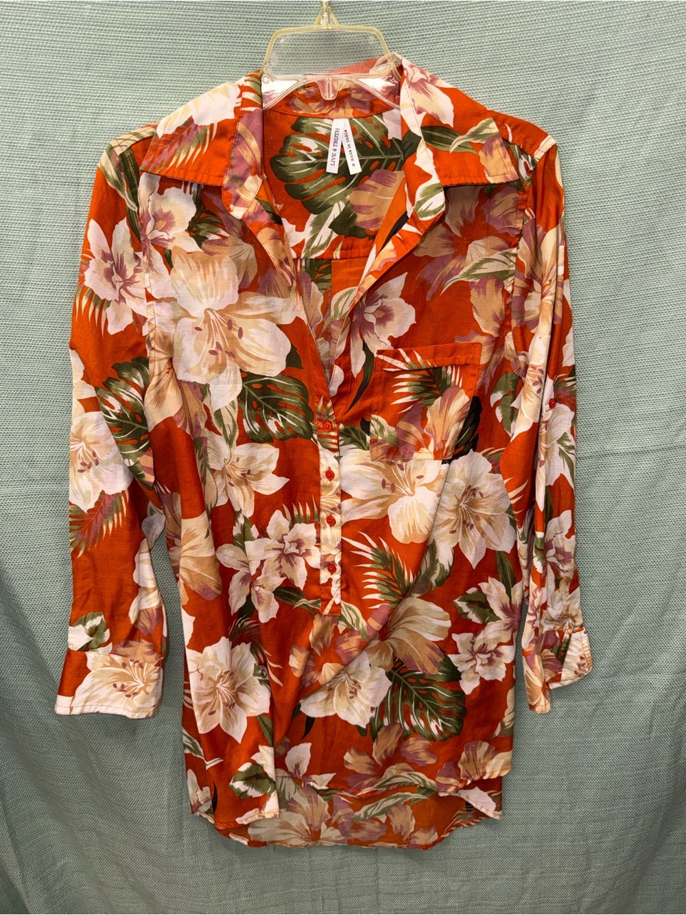 Live 4 Truth Orange Floral Button-Up Blouse
